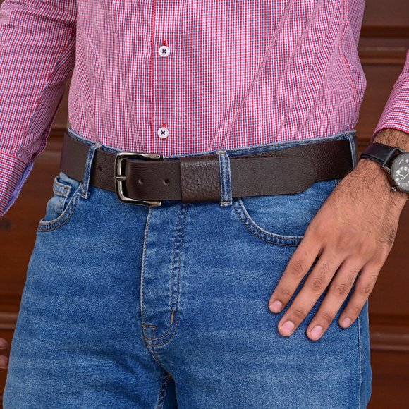 Tough and Timeless Natural Milled Thick Brown Leather Belt - Free Personalized - Picture 8 of 15